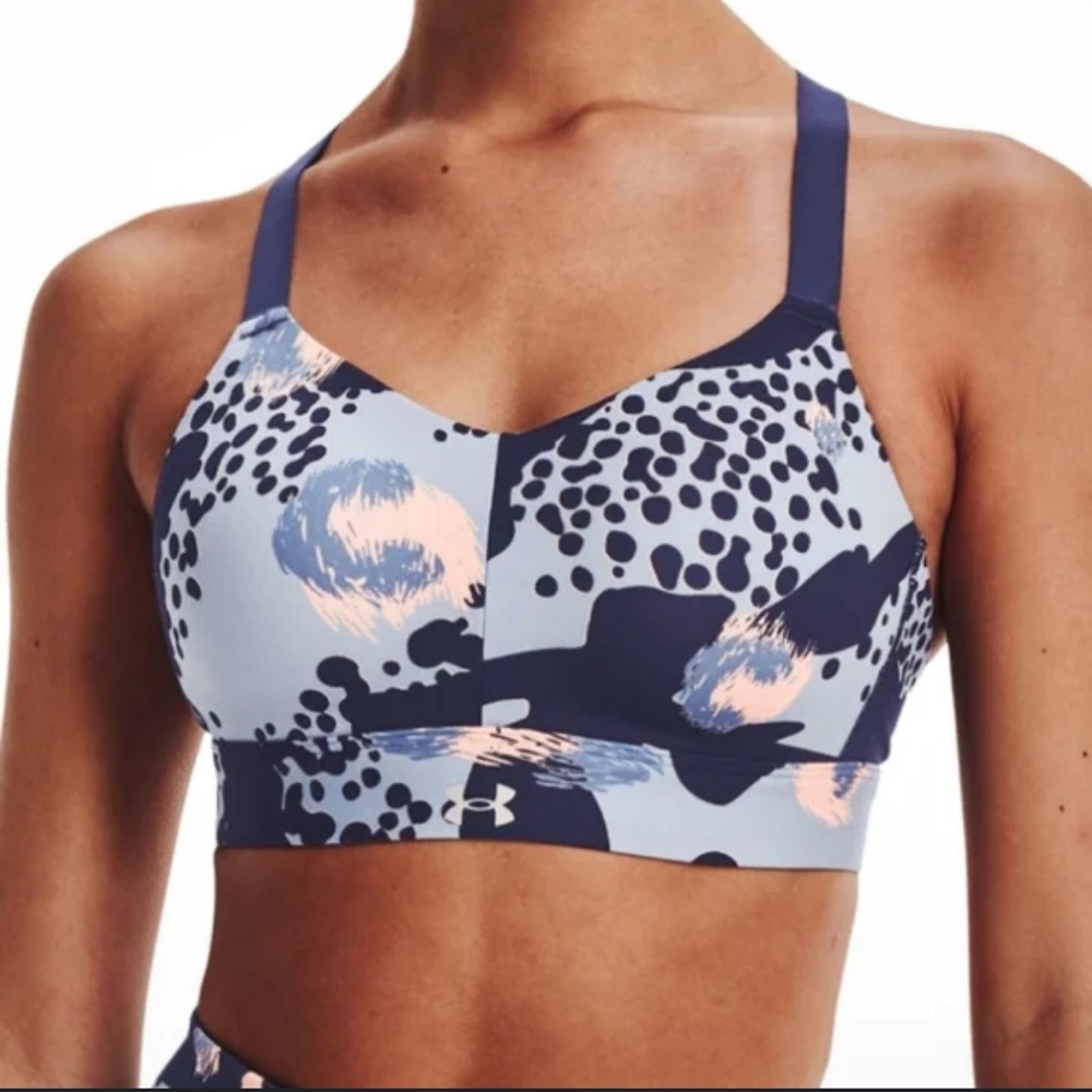 Under Armour UA Breathelux High Sports Bra with a multi-color print. XL